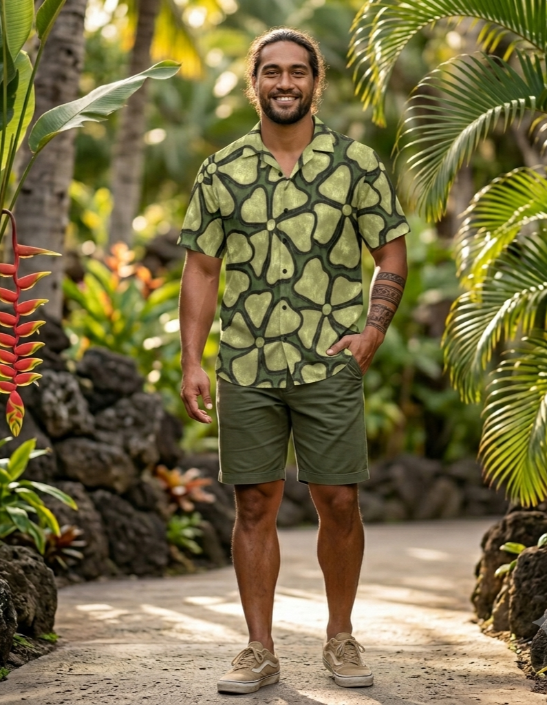 KAMAKA Shirt- Pua Doodles Olive