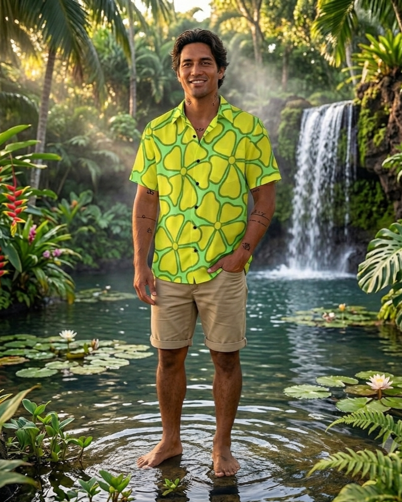 KAMAKA Shirt- Pua Doodles Lime