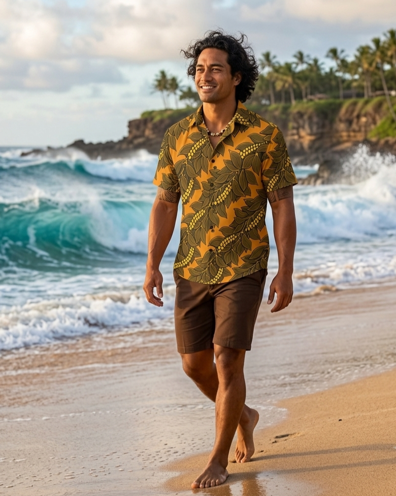 KAMAKA Shirt- Maile Mokihana Warm