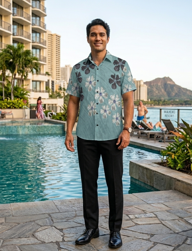 KAMAKA Shirt- Pua Ipu Vintage Blue