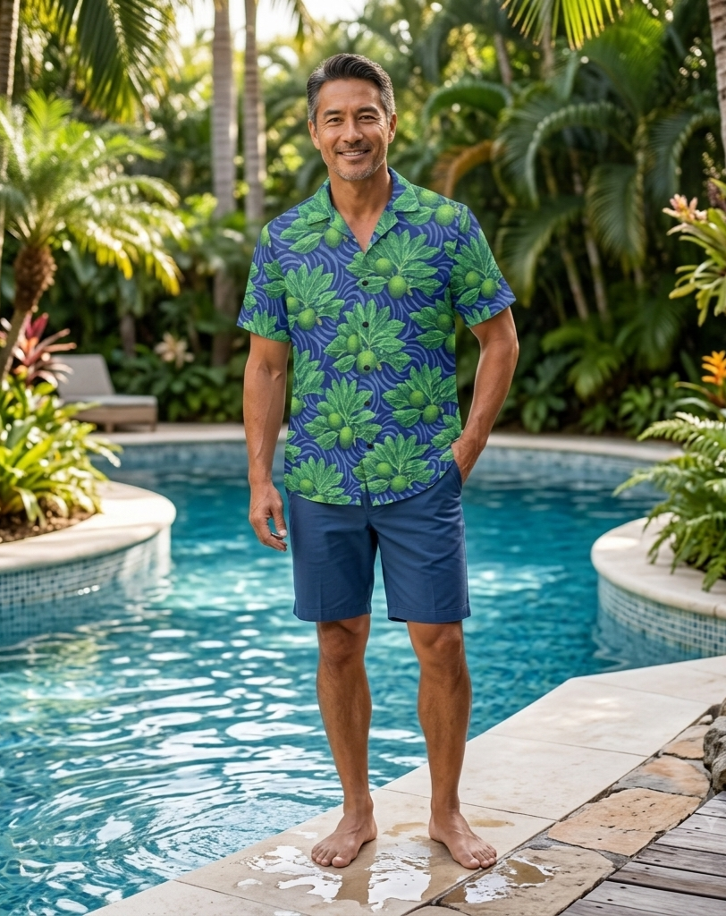KAMAKA Shirt- Ulu on Blue