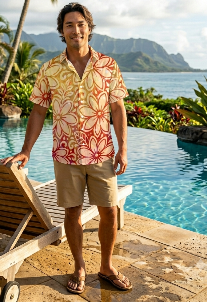 KAMAKA Shirt- Tiare Bold Warm