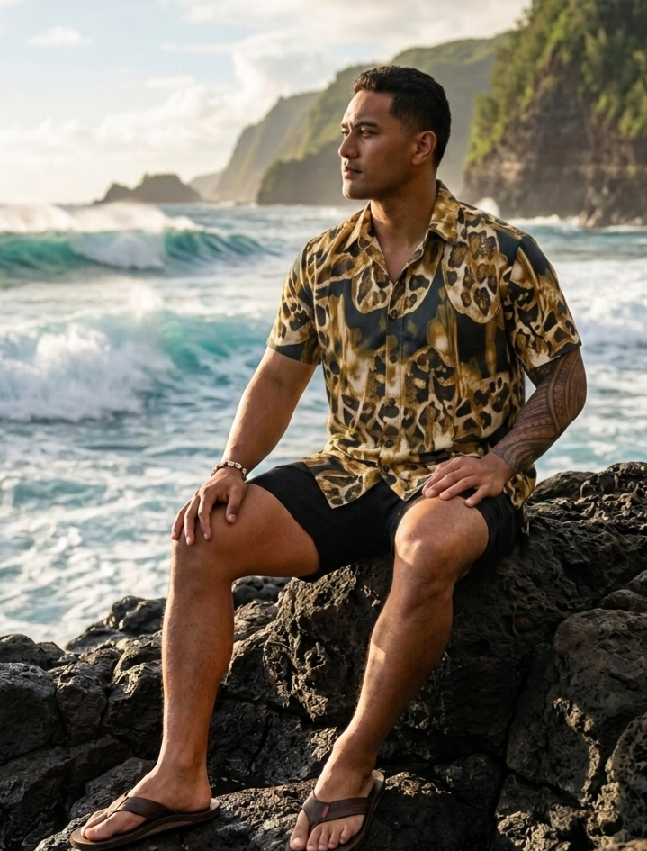 KAMAKA Shirt- Orchid Batik Brown