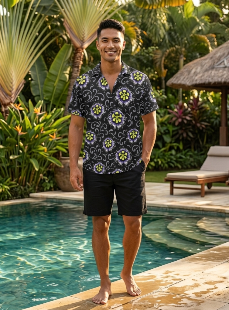 KAMAKA Shirt- Liliko'i Pua on Black