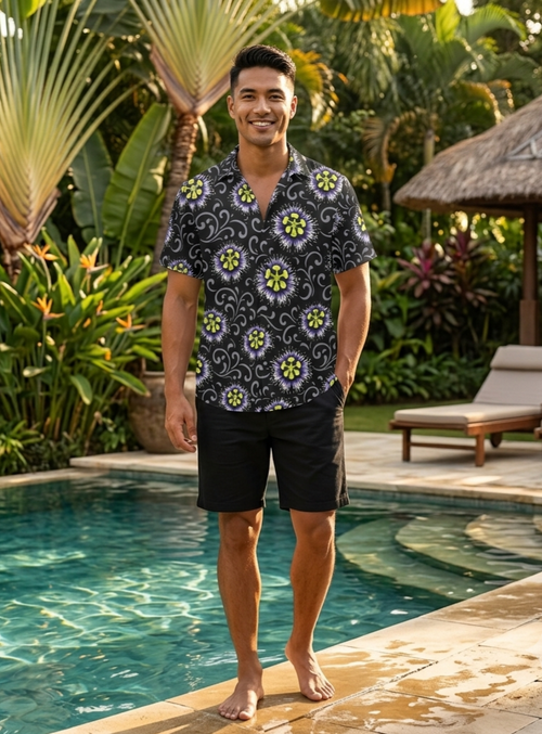 KAMAKA Shirt- Liliko'i Pua on Black
