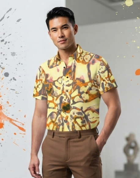 KIMO SHIRT- Orchid Batik Yellow