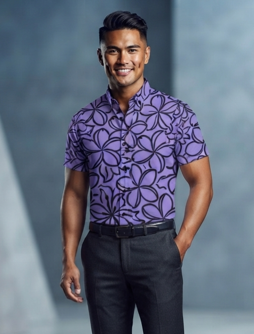 KIMO SHIRT- Pua Melia on Violet
