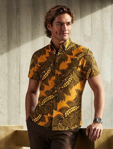 KIMO SHIRT- Maile & Mokihana Warm