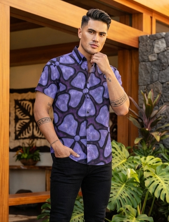 KIMO SHIRT- Pua Doodles Violet