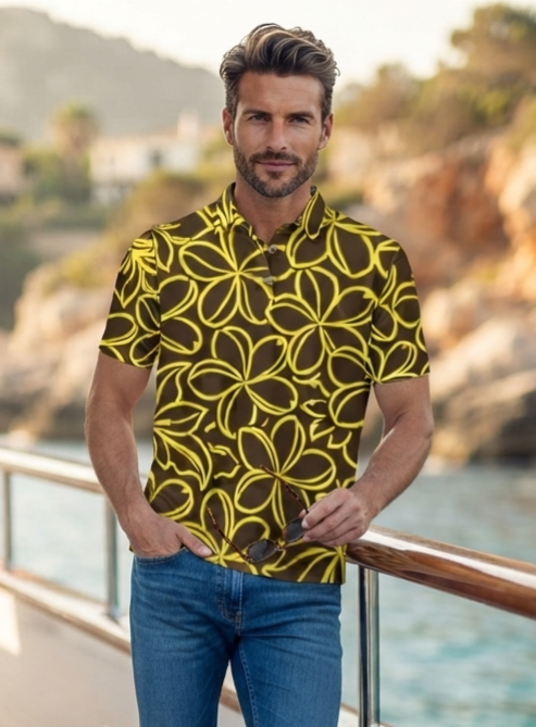 IKAIKA SHIRT- Pua Melia on Chocolate