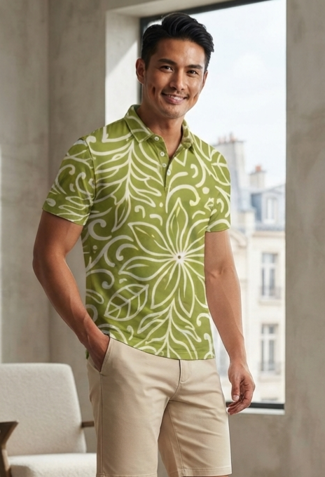 IKAIKA SHIRT- Tiare on Matcha