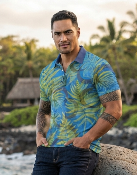 IKAIKA SHIRT- Fern on Blue
