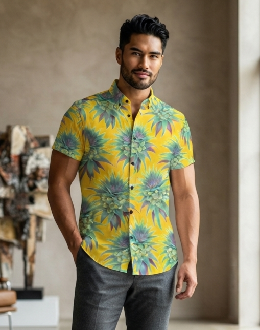 KIMO SHIRT- Deco Pineapple Sunny Yellow