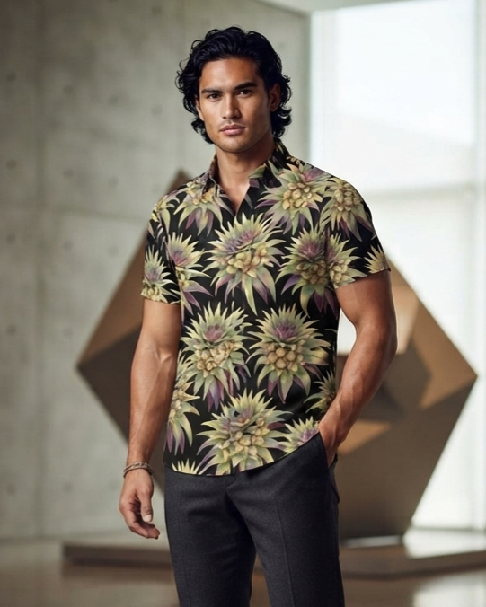 KIMO SHIRT- Deco Pineapple Gold