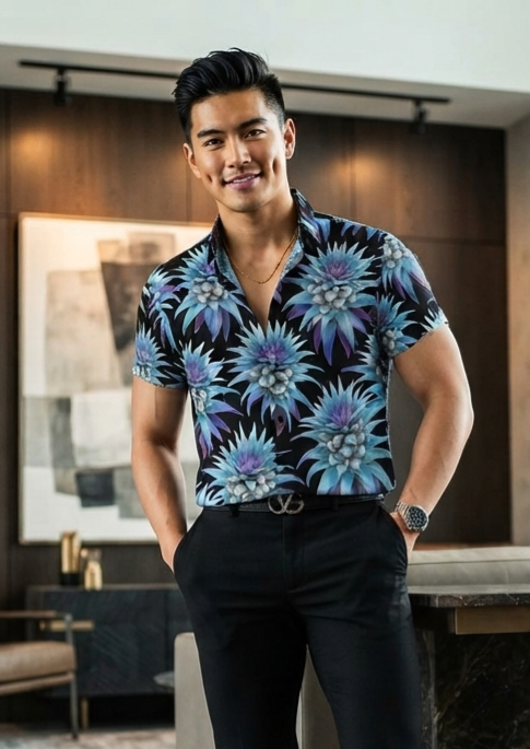 KIMO SHIRT- Deco Pineapple Blue