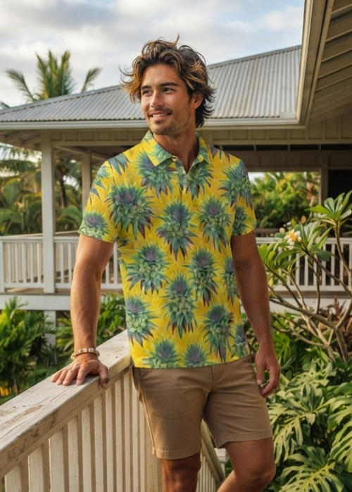 IKAIKA SHIRT- Deco Pineapple Sunny Yellow