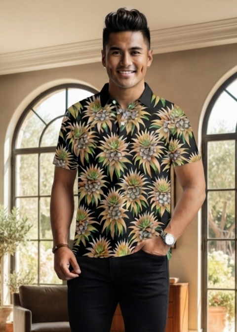 IKAIKA SHIRT- Deco Pineapple Gold