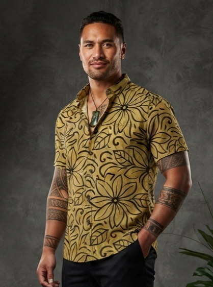 KEOLA SHIRT- Tiare Black & Gold