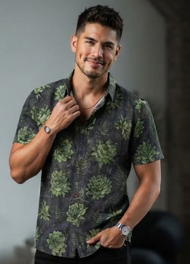 KEOLA SHIRT- Green Rose Kealoha