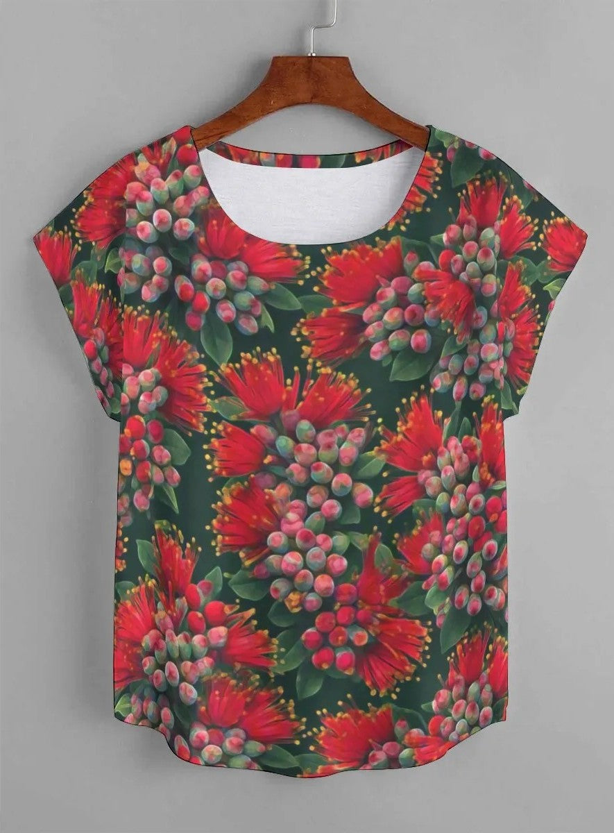 KEONE BLOUSE- Red Lehua