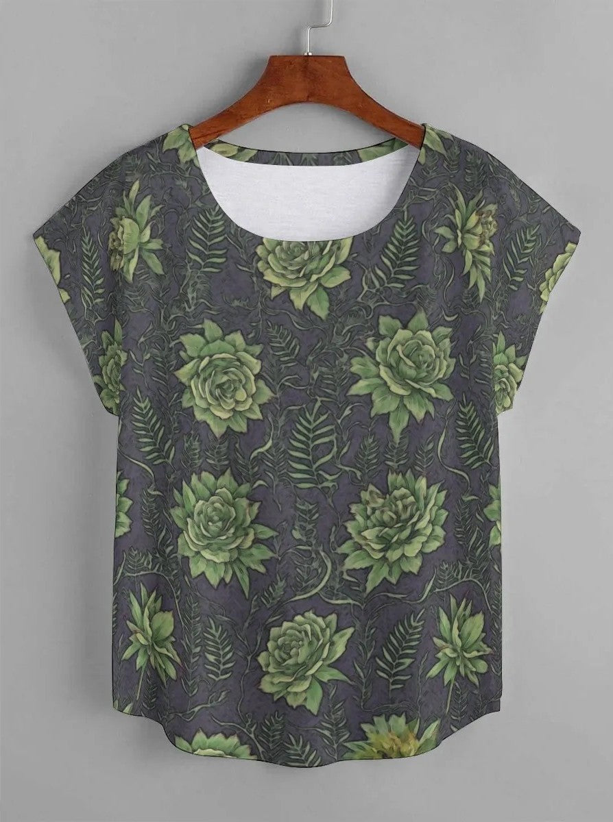 KEONE BLOUSE- Green Rose Kealoha
