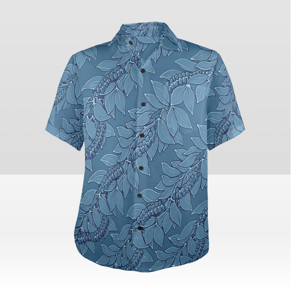 KAMAKA Shirt- Maile Mokihana Slate Blue
