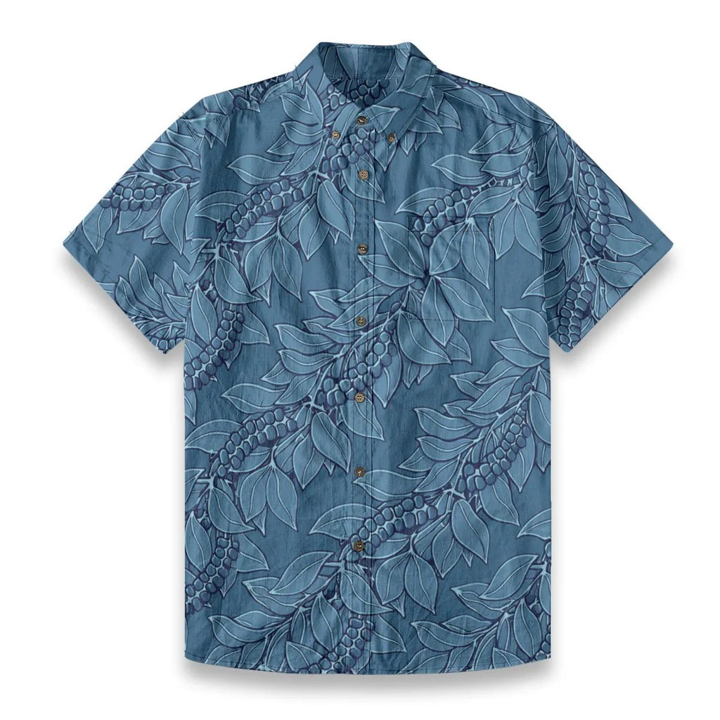 KEOLA SHIRT- Maile Mokihana Slate Blue