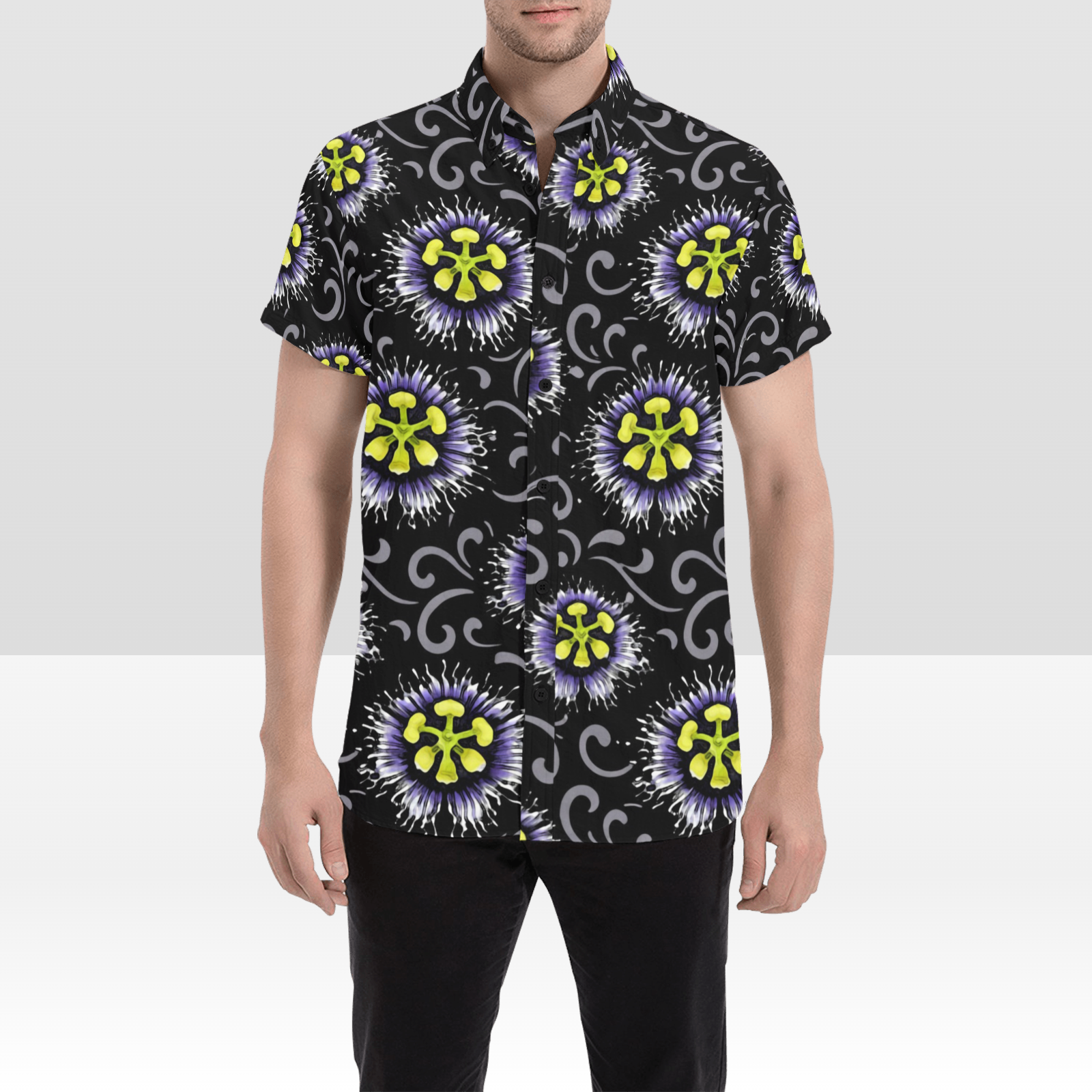 KIMO SHIRT- Liliko'i Pua on Black