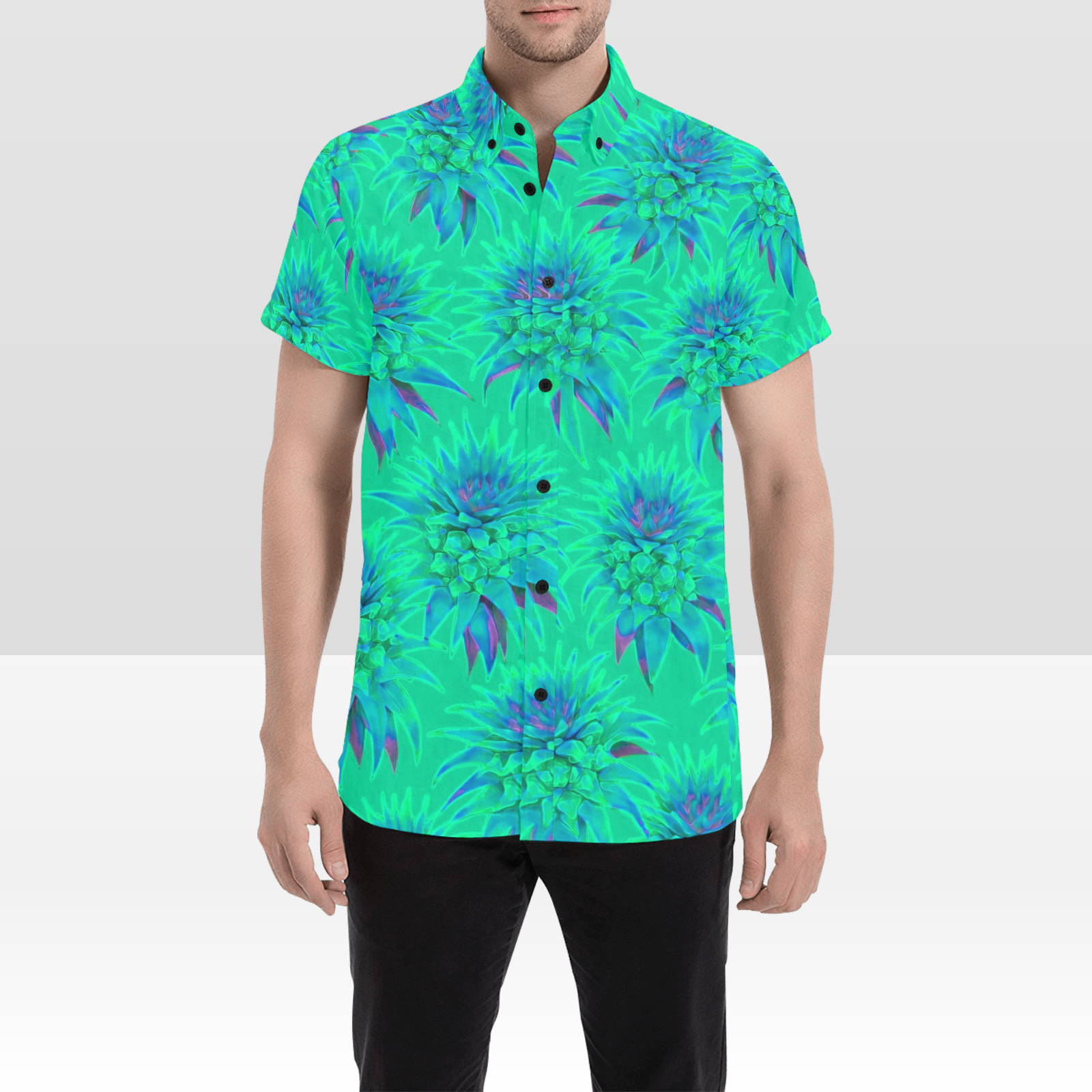 KIMO SHIRT- Deco Pineapple Aqua