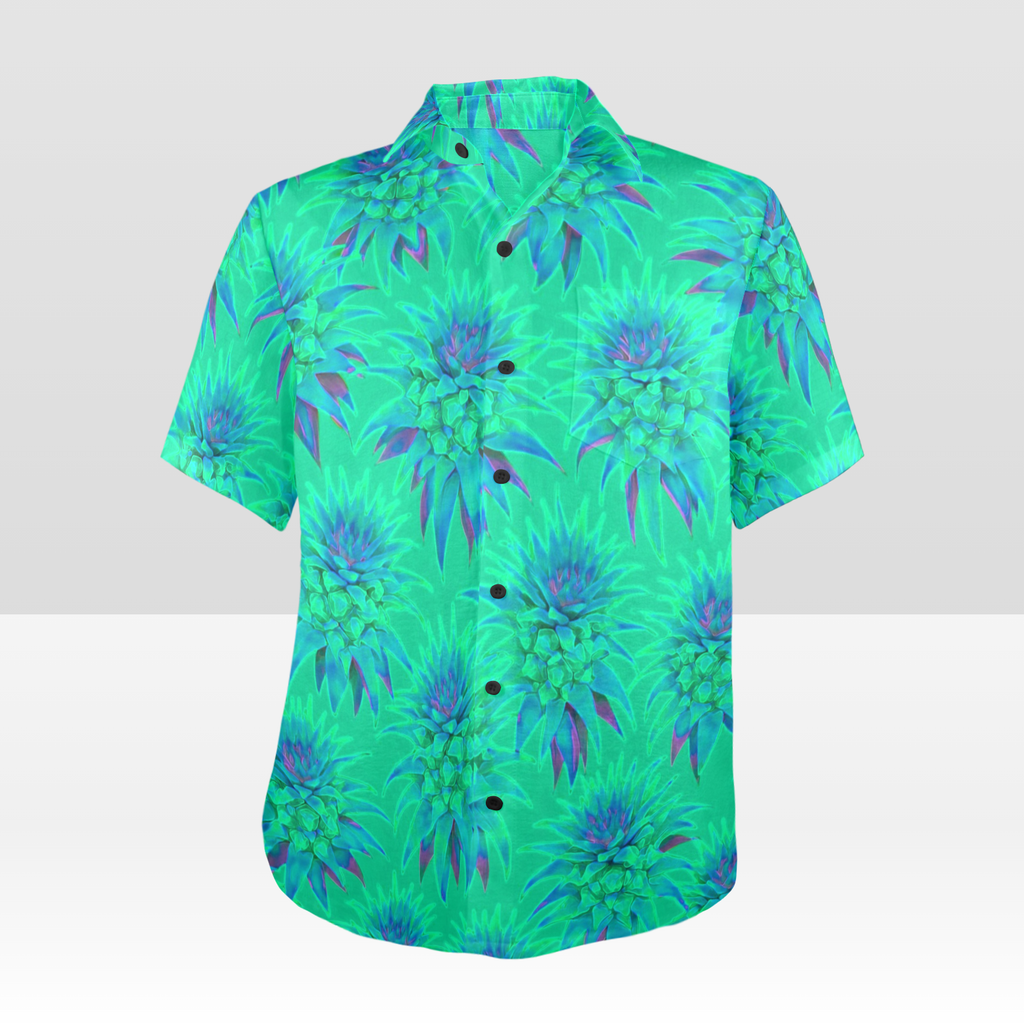 KAMAKA SHIRT- Deco Pineapple Aqua