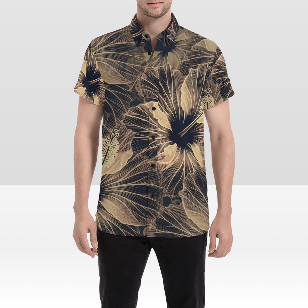 KIMO SHIRT- Hibiscus Spread Sepia