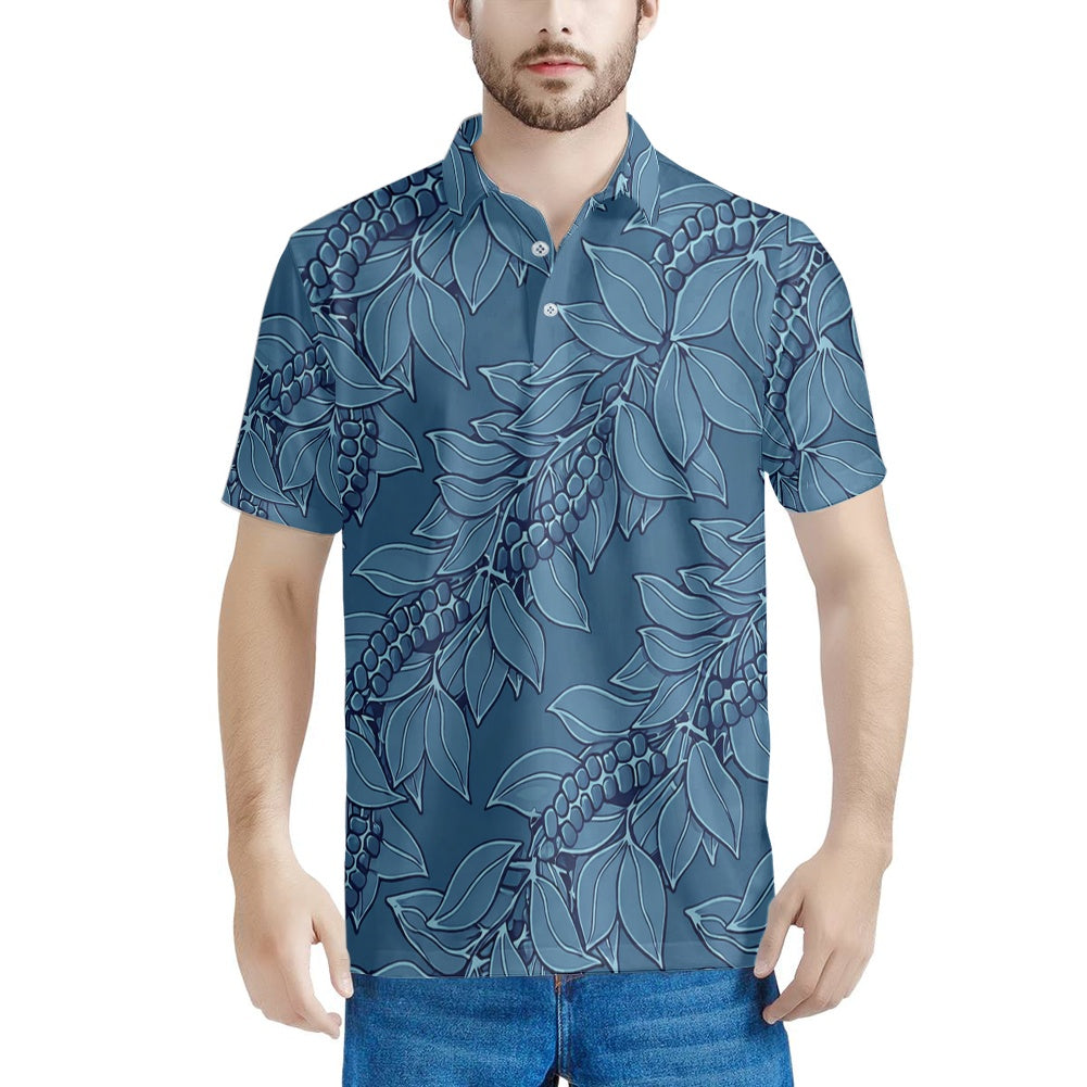 IKAIKA SHIRT- Maile & Mokihana Slate Blue