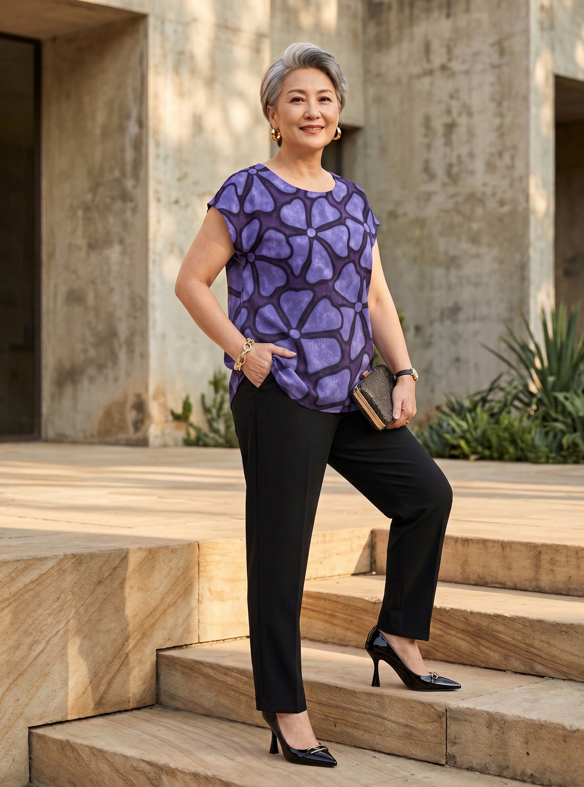 KEONE BLOUSE- Pua Doodles Violet