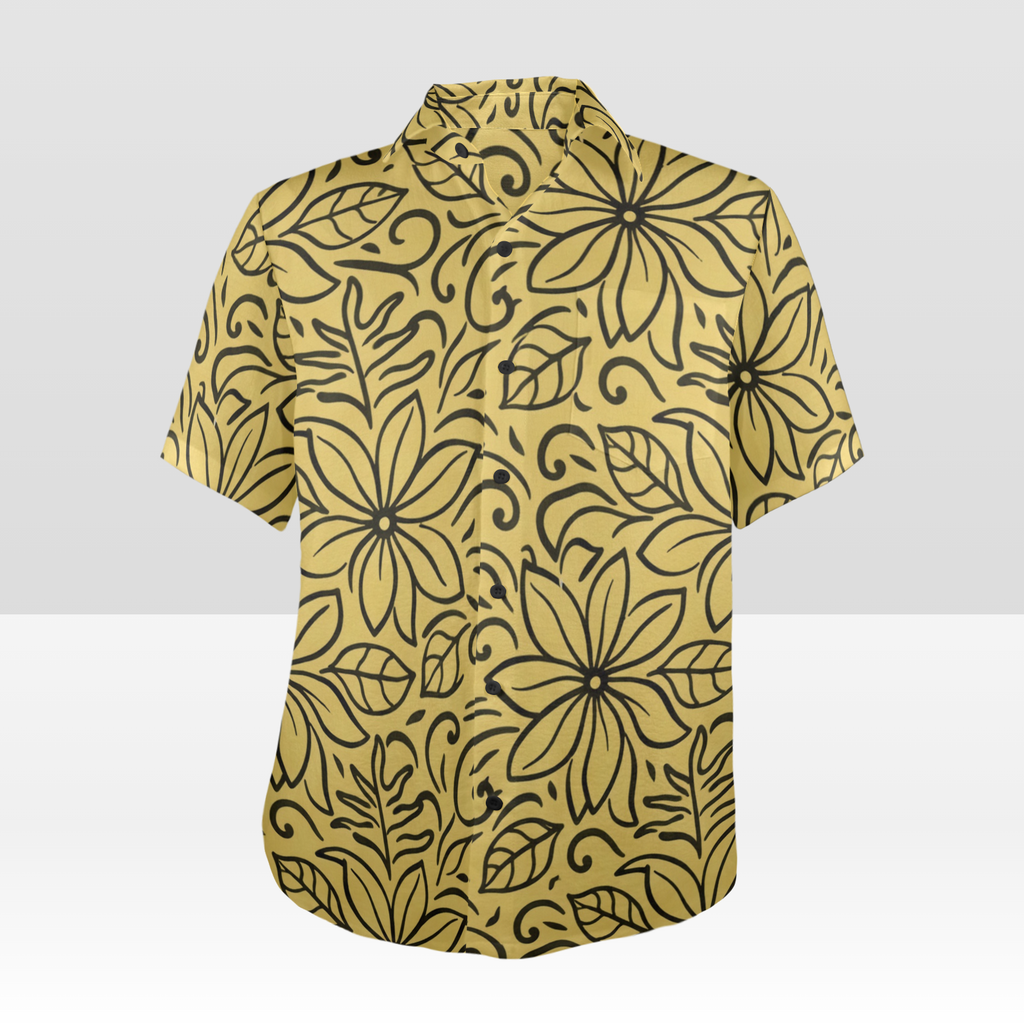 KAMAKA Shirt- Tiare Black on Gold