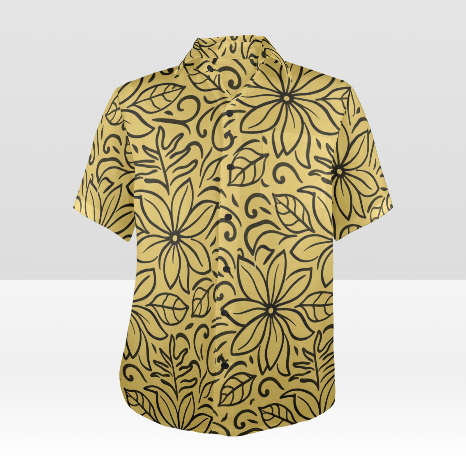KAMAKA Shirt- Tiare Black on Gold